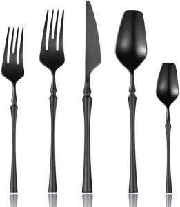 Lemeya 20-Piece Stainless Steel Matte Black Silverware Set