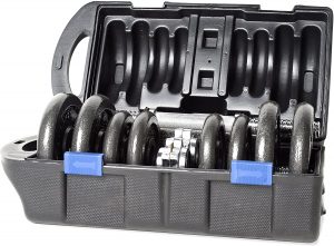 cap barbell 40 pound adjustable dumbbell set with case