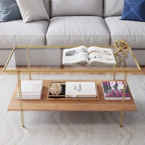 glass top coffee table with storage