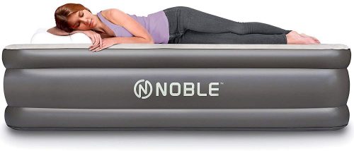 Inflatable Airbed with Built-in Pump Elevated Raised Air Mattress Quilt Top