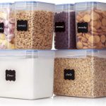Vtopmart Airtight Food Storage Containers 6 Pieces - Plastic PBA Free Kitchen Pantry Storage Containers for Sugar,Flour and Baking Supplies - Dishwasher Safe - 24 Labels