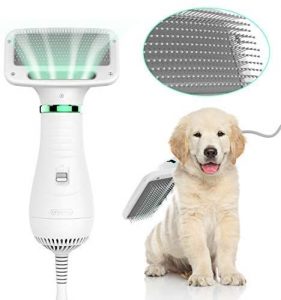 LIVEKEY Pet Hair Dryer, 2 in 1 Home Pet Grooming Hair Dryer with Slicker Brush