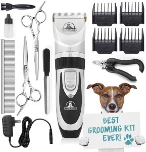 Rechargeable, Cordless Pet Grooming Clippers & Complete Set of Dog Grooming Tools