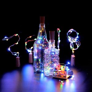 decorative wine bottle with lights inside