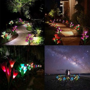 Multi-color Changing LED Solar Stake Lights for Garden, Patio, Backyard