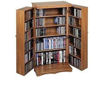 oak multimedia storage cabinet