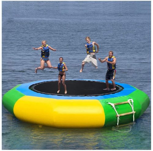 Inflatable Bouncer Jump Water Trampoline Bounce, Swim Platform for Water Sports