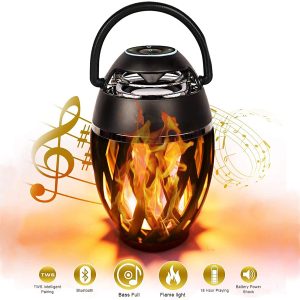 LED Torch Light Wireless Portable Stereo Speakers with HD Audio Enhanced & Bass with Flickers Warm