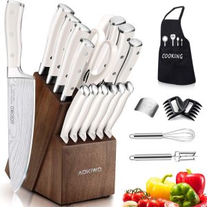 22 Pieces Kitchen Knife Set with Block Wooden