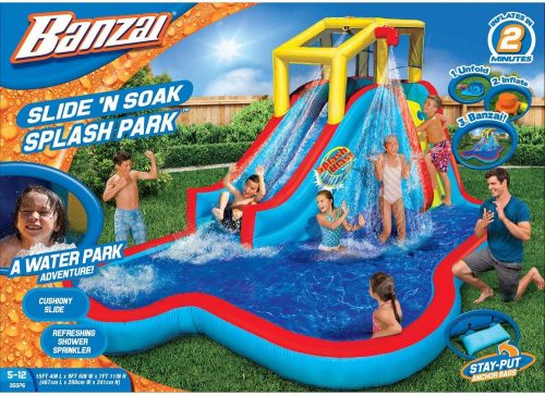 Inflatable water park with slide