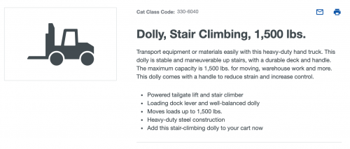 Electric stair climbing dolly for rent