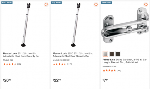 Door Security Bars for Sale on Home Depot