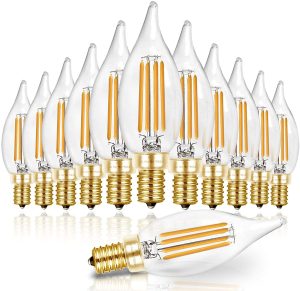 40W Equivalent Dimmable E12 Filament Candle Bulbs
