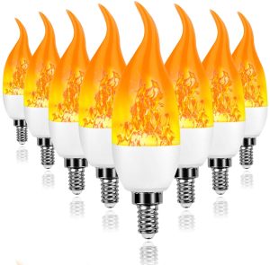 Upgrade 4 Modes with Upside Down Effect - E12 LED Flickering Candelabra Light Bulbs
