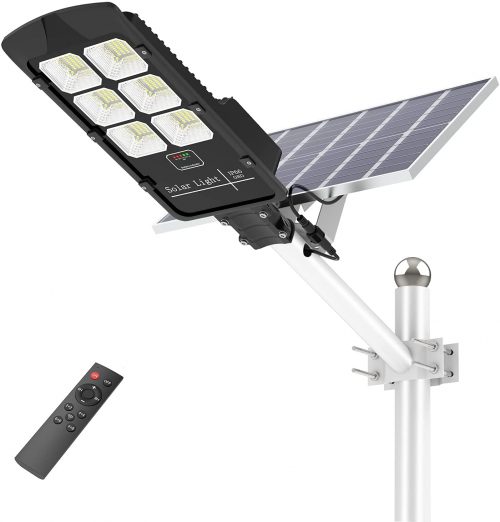 Outdoor Solar-Powered LED Floodlight for Securing Parking Lot, Stadium and Garden